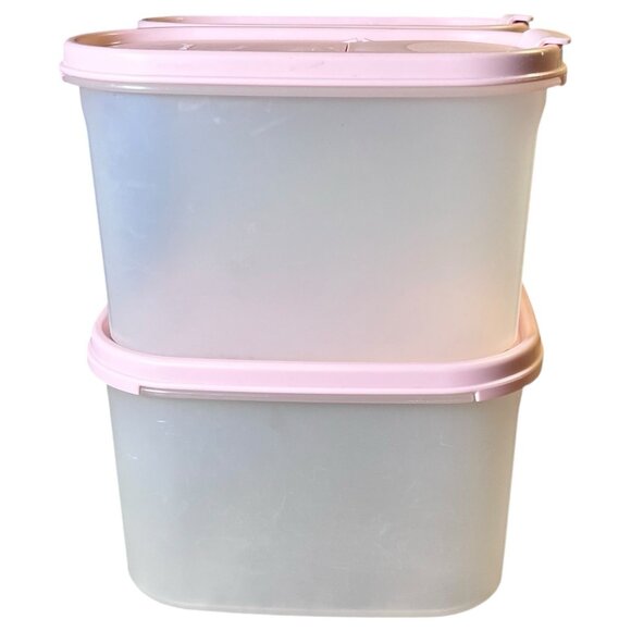 Lot 3 Tupperware Modular Mates Oval Containers Pink Lids - Picture 4 of 13